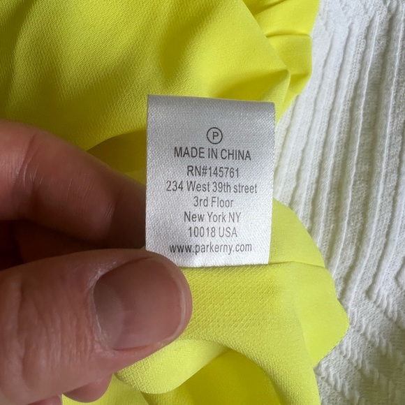 Parker cocktail dress, size small, coral/grey/yellow - Picture 2 of 3